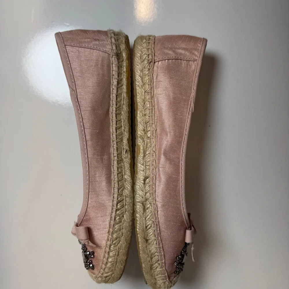 Simply Vera Vera‎ Wang Pink Beaded Bow Espadrille Flats Size 6.5